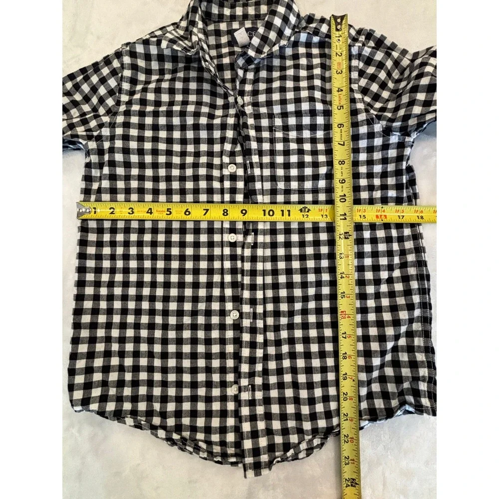 Childrens Place Boys XL 14 Gingham Button Down Shirt Black White Long Sleeve